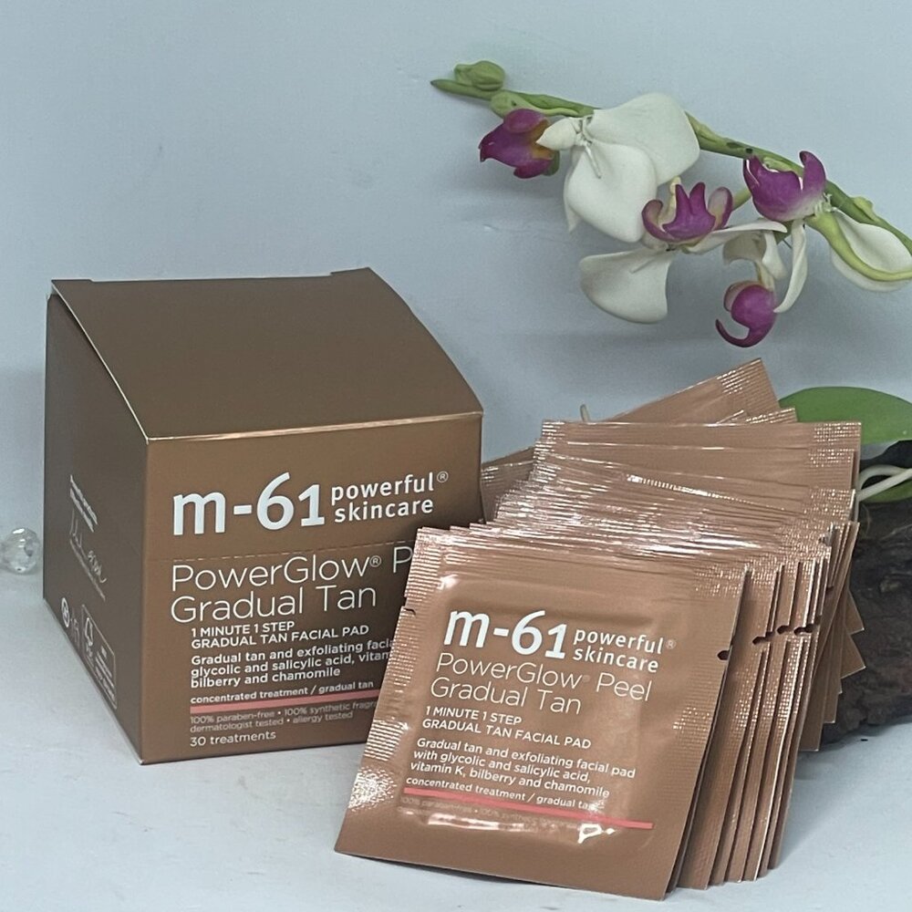 M-61 PowerGlow Peel Gradual Tan 1 Minute 1 Step Facial Pad - 30 Treatments - NIB - Picture 2 of 7